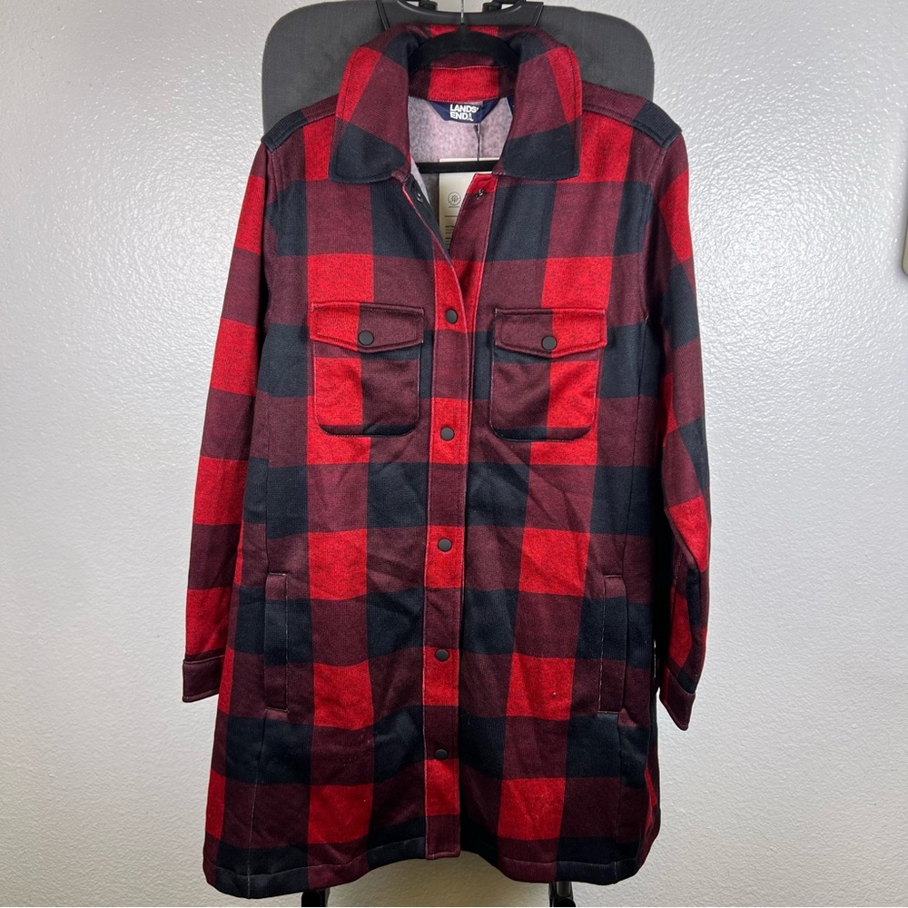 Lands' End Women's Plaid Utility Jacket‎ - Red and Black